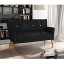 Ver imagem 2 de Kit 01 Namoradeira 02 Lugares e 02 Poltronas Anitta Linho Preto A79 com Strass Pés Palito Castanho
