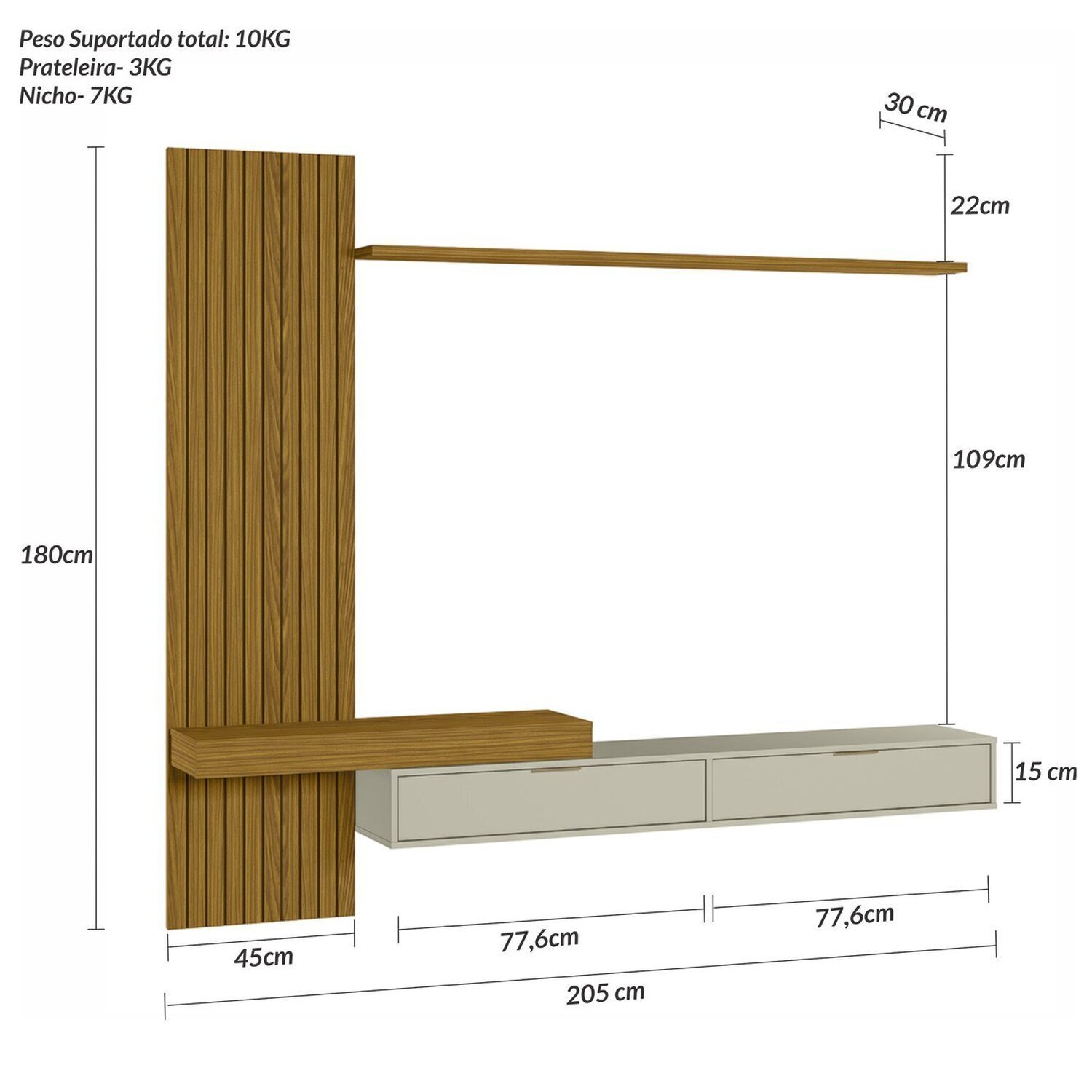 Painel para Tv até 65 Polegadas Italy Ripado Frizz - 3
