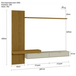 Painel para Tv até 65 Polegadas Italy Ripado Frizz - 3
