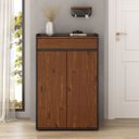 Ver imagem 1 de Sapateira de Porta Grande Hall de Entrada Madeira Multiuso Preto Castanho Tilo Idimex