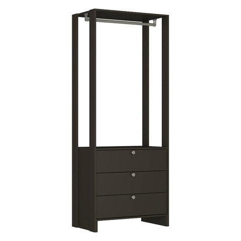 Closet Modulado 3 Gavetas 200x80 Cm Ey102 Grafite Intenso Novam