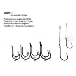 Anzol Chinu Encastoado para Pesca Maruri N07 - 10un - 2