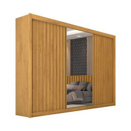 Guarda Roupa Casal 3 Portas com Espelho - Horizonte-peroba - Móveis Europa - 1