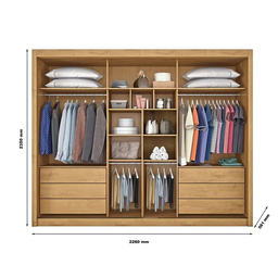 Guarda Roupa Casal 3 Portas com Espelho - Horizonte-peroba - Móveis Europa - 4