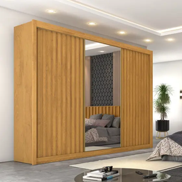 Guarda Roupa Casal 3 Portas com Espelho - Horizonte-peroba - Móveis Europa - 2