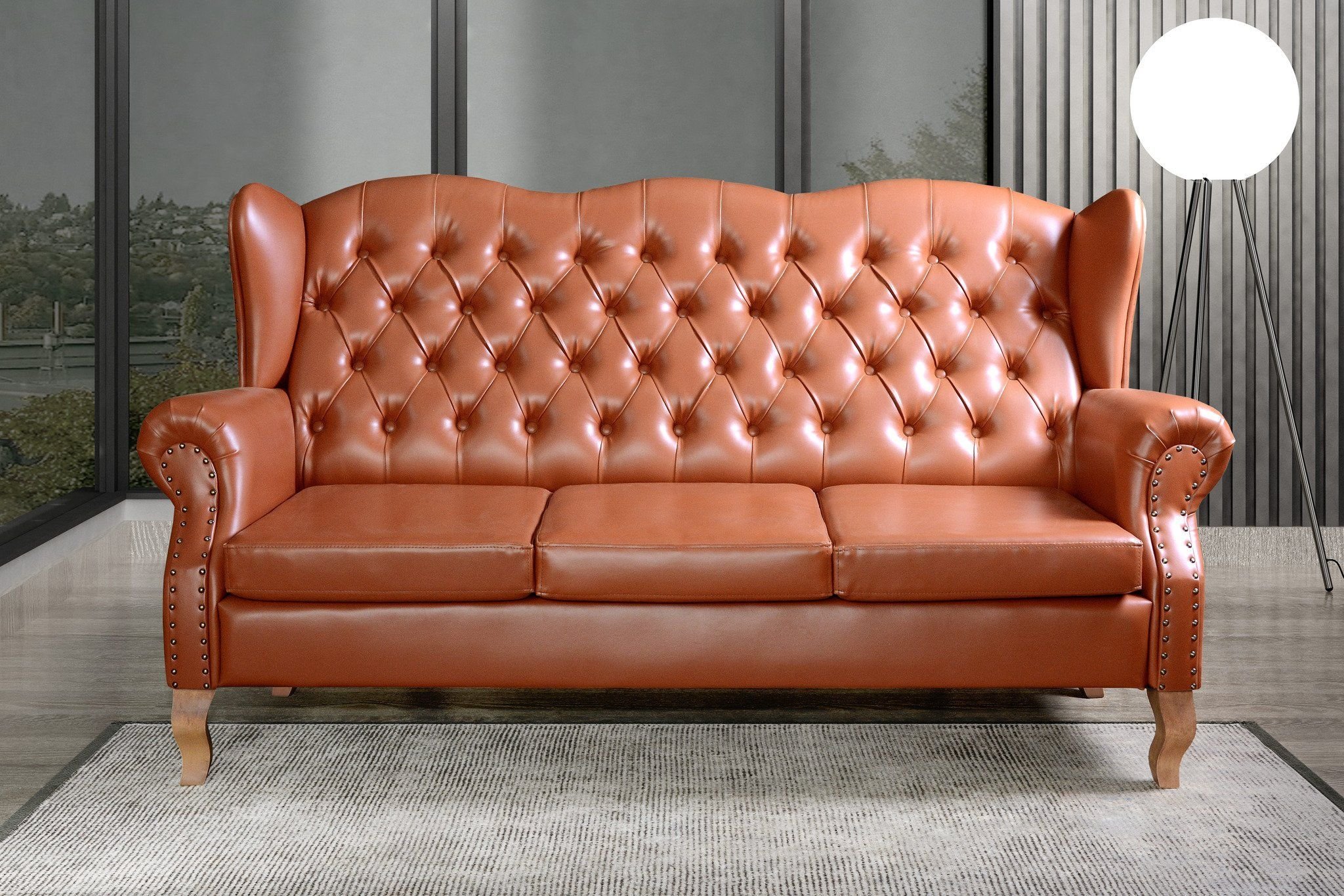 Sofá Capitonê Sofá 3 Lugares Capitonê Vintage Imperador Chesterfield Cobre
