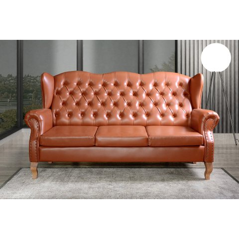 Sofá 3 Lugares Capitonê Vintage Imperador Chesterfield Cobre Caramelo
