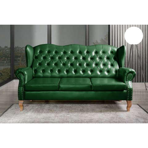 Sofá 3 Lugares Capitonê Vintage Imperador Chesterfield Verde