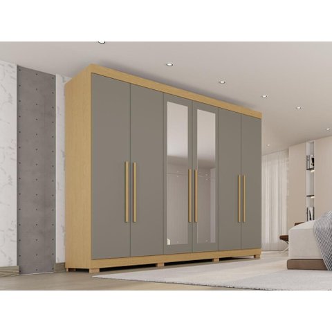 Guarda-Roupa Casal 100% MDF com 6 Portas e 6 Gavetas 274cm Multimóveis Madeirado/Cinza