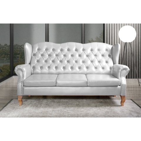Sofá 3 Lugares Capitonê Vintage Imperador Chesterfield Branco