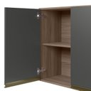 Ver imagem 6 de Cozinha Completa Modulada Paneleiro Microondas 4 Peças 100% MDF Angelita Cinza/Carvalho Tok/Chumbo
