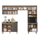 Ver imagem 4 de Cozinha Completa Modulada Paneleiro Microondas 4 Peças 100% MDF Angelita Cinza/Carvalho Tok/Chumbo