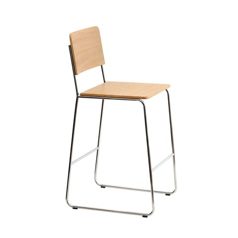 Banqueta com Assento e Encosto em Fórmica Estrutura em Aço Altura Assento 63cm Lite Espresso Móveis Colorido/Freijó/Cromado