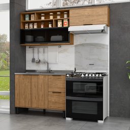 Cozinha Modulada 3 Peças Mdf com Aéreo 1200cm Porta de Vidro Basculante Toscana - 1