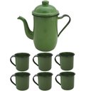 Ver imagem 1 de Bule Café Esmaltado 1,25 Litros e 6 Xícaras 70ml Tradicional Verde Botânico