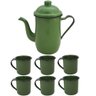 Bule Café Esmaltado 1,25 Litros e 6 Xícaras 70ml Tradicional Verde Botânico - 1