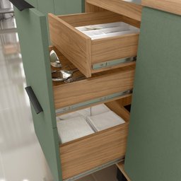 Cozinha Modulada 3 Peças Mdf com Aéreo 1200cm Porta de Vidro Basculante Toscana - 5