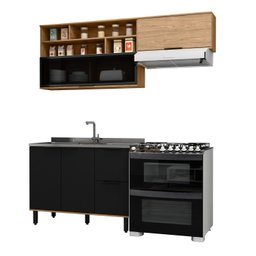 Cozinha Modulada 3 Peças Mdf com Aéreo 1200cm Porta de Vidro Basculante Toscana - 2