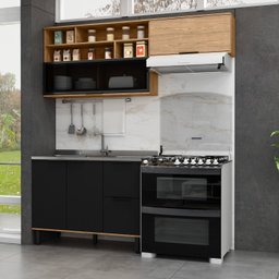Cozinha Modulada 3 Peças Mdf com Aéreo 1200cm Porta de Vidro Basculante Toscana - 1