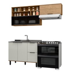 Cozinha Modulada 3 Peças Mdf com Aéreo 1200cm Porta de Vidro Basculante Toscana - 2
