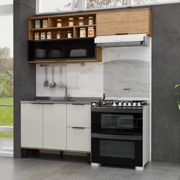 Cozinha Modulada 3 Peças Mdf com Aéreo 1200cm Porta de Vidro Basculante Toscana - 1