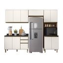 Ver imagem 2 de Cozinha Completa Modulada Paneleiro Microondas 4 Peças 100% MDF Angelita Branco/Carvalho Tok/Off White Cetim