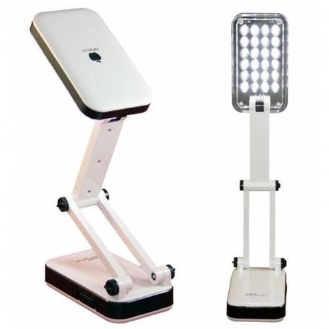 Luminaria de Mesa Luz de Emergencia Dobravel Articulavel C/ 24 Leds Bateria Recarregavel
