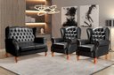 Ver imagem 1 de Conjunto Imperador Sofá com Poltronas Chesterfield Decoração Retrô Vintage Preto