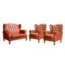 Ver imagem 2 de Conjunto Imperador Sofá com Poltronas Chesterfield Decoração Retrô Vintage Cobre Caramelo