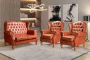Ver imagem 1 de Conjunto Imperador Sofá com Poltronas Chesterfield Decoração Retrô Vintage Cobre Caramelo