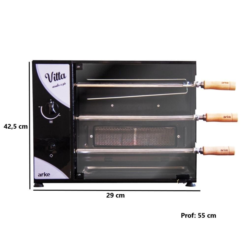 Churrasqueira a Gás Rotativa 3 Espetos Vitta 127v Arke GN Preta - 3