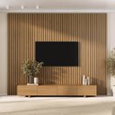 Ver imagem 2 de Rack Liso com Painel Ripado para Tv até 86 Polegadas 230cmx280cm Aruá CabeCasa MadeiraOriginals