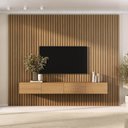 Ver imagem 1 de Rack Liso com Painel Ripado para Tv até 86 Polegadas 230cmx280cm Aruá CabeCasa MadeiraOriginals