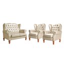 Ver imagem 2 de Conjunto Imperador Sofá com Poltronas Chesterfield Decoração Retrô Vintage Bege