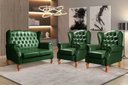 Ver imagem 1 de Conjunto Imperador Sofá com Poltronas Chesterfield Decoração Retrô Vintage Verde