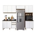 Ver imagem 2 de Cozinha Completa Modulada Paneleiro Microondas 4 Peças 100% MDF Angelita Branco/Carvalho Tok/UV