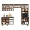 Ver imagem 4 de Cozinha Completa Modulada Paneleiro Microondas 4 Peças 100% MDF Angelita Branco/Carvalho Tok/UV