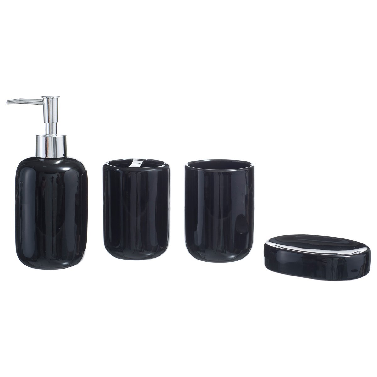 Conjunto Banheiro Lavabo Porta Sabonete Líquido 4 Peças 049L PGB Preto - 2