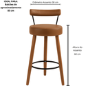 Ver imagem 3 de Kit 3 Banquetas Altas 60 Cm Estofada Corino Café com Encosto Retrô P/ Cozinha Área Gourmet Balcão