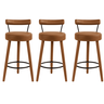 Kit 3 Banquetas Altas 60 Cm Estofada Corino Café com Encosto Retrô P/ Cozinha Área Gourmet Balcão - 1