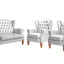 Ver imagem 2 de Conjunto Imperador Sofá com Poltronas Chesterfield Decoração Retrô Vintage Branco