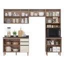 Ver imagem 4 de Cozinha Completa Modulada Paneleiro Microondas 4 Peças 100% MDF Angelita Branco/Carvalho Tok/Bianco