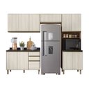 Ver imagem 2 de Cozinha Completa Modulada Paneleiro Microondas 4 Peças 100% MDF Angelita Branco/Carvalho Tok/Bianco