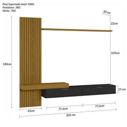 Painel para Tv até 65 Polegadas Italy Ripado Frizz - 3