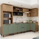 Ver imagem 1 de Cozinha Modulada Toscana 7 Peças Mdf com Aéreo 1200 Porta de Vidro Basculante e Armários Canto
