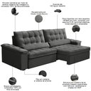 Ver imagem 3 de Sofá Retrátil Reclinável para Sala 4 Lugares 290cm Maresi F04 Veludo Cinza Escuro - Lyam Decor