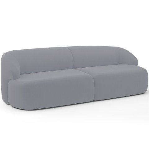 Sofá 3 Lugares Curvo Orgânico para Sala Living 250cm Barolo L06 Veludo Cinza - Lyam Decor