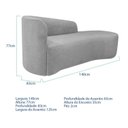 Ver imagem 3 de Recamier Curvo Orgânico 140cm 2 Lugares Lado Direito para Sala de Estar em Linho Paris Cinza Claro
