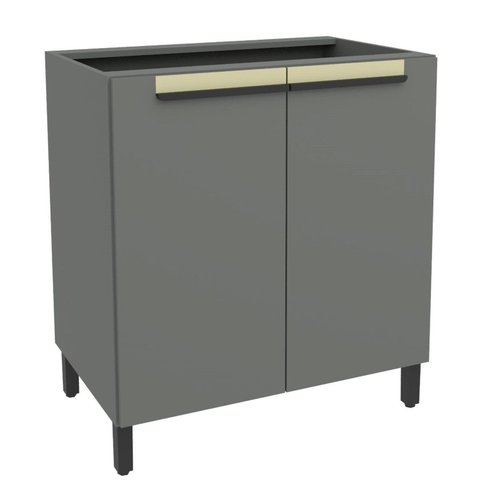 Balcão 80cm 2 Portas Cozinha Flórida Cinza/Grafite