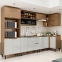 Ver imagem 1 de Cozinha Modulada Toscana 7 Peças Mdf com Aéreo 1200 Porta de Vidro Basculante e Armários Canto